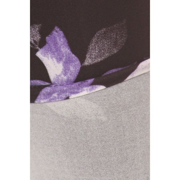 (Plus) Curvy Black Teal Navy Floral Pattern Print Leggings - Picture 4 of 5